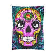 Trippy psychedelic Skull Skeleton Head Face Comforter - $132.53+