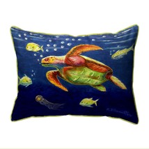 Betsy Drake Sea Turtle Large Indoor Outdoor Pillow 16x20 - £37.50 GBP