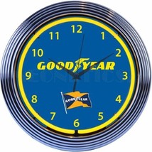 Goodyear Tires Car Garage Wall Mount Neon Sign 15 Inches Neon Clock - $79.99