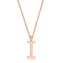 Elaina Rose Gold Stainless Steel I Initial Necklace - $477.54 MXN