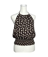 Sienna Sky Halter Top Smocked Waist Sleeveless Casual Party Brown Print ... - $25.97 CAD