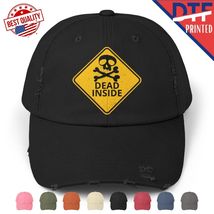 Skull Dead inside Sign Funny Sarcastic Humor Hat  Distressed Cap DTF Pri... - $24.99