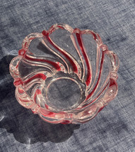 Vintage Ruby Red Clear Swirl Bowl Art Glass Venetian Candy  4 1/4” W X 2 1/2” T - £12.51 GBP