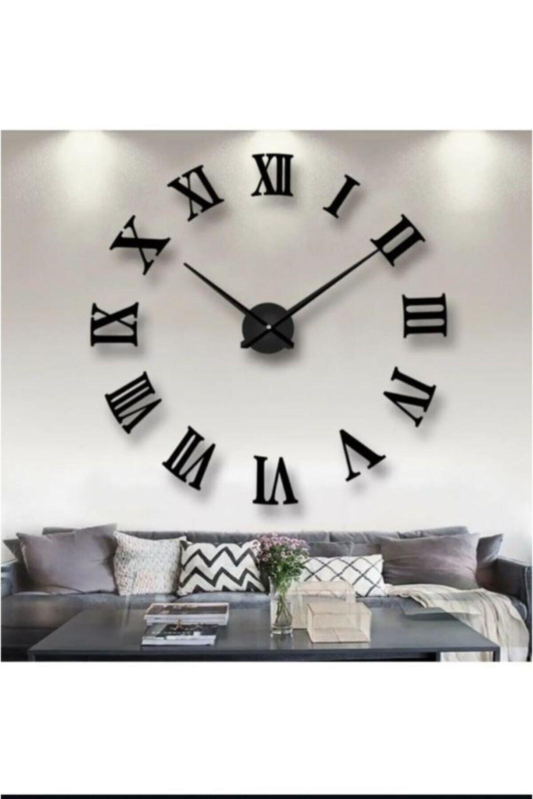 Wooden 3d Roman Numeral Wall Clock Black - $11.28