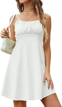 Women&#39;s Scoop Neck Sleeveless Mini Dress White Small - £23.72 GBP