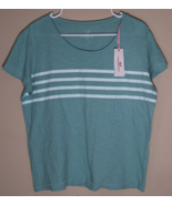 Vineyard Vines Placed Stripe Surftee T-Shirt Sea Clay Green Women’s Smal... - $24.75