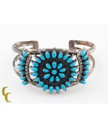 Argent Sterling Turquoise Broderie Serti Manchette Bracelet Superbe - €324,24 EUR