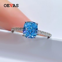 OEVAS 100% 925 Sterling Silver 6.5*7.5mm Aquamarine Wedding Rings For Women Spar - £40.06 GBP