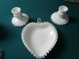 Fenton Silver Crest  3 Pcs, Candle Holders &amp; Candy Dish Silver Crest [130M] - €63,64 EUR