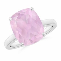 ANGARA 12x10mm Rose Quartz Solitaire Ring with Hidden Accents in Sterling Silver - £202.40 GBP+