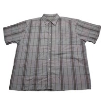 Villa D Marco Shirt Mens XL Gray Dress Shirt Short Sleeve Collared Plaid... - £14.59 GBP