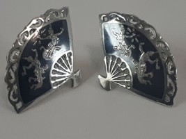 Vintage AMFARCO Sterling Silver Fan Earrings - £17.64 GBP