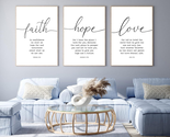 Faith Hope and Love Bible Verses 3 Piece Canvas Wall Art Decor Serenity ... - $14.77