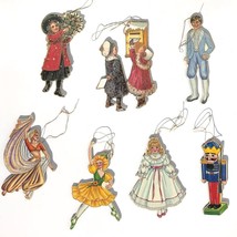 7 vintage cardboard Christmas Ornaments Victorian costumes dancers nutcracker - £7.07 GBP