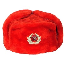 Rusa Auténtico Ushanka Rojo Militar Sombrero Con Soviético Insignia Esti... - £23.20 GBP
