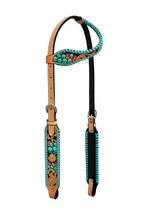 Horse Western Tack Cactus Tooled Leather One Ear Headstall Show Bridle 7... - $48.50