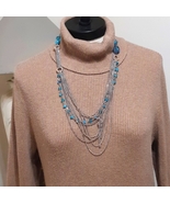 Fashion layer Necklace blue beads &amp; Chains - £14.94 GBP