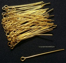 1 3/8&quot; Gold plated eye pins 50 pin findings dangle earrings rosaries bea... - $1.93
