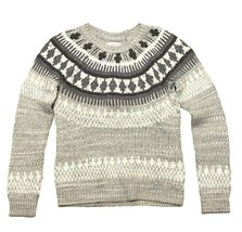 New Lucky Brand Fair Isle Sweater Womens Large Nordic Gray Crewneck Wool... - £23.67 GBP