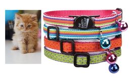 Cat Collars Adjustable 8 to 12 inch with Jingle Bell Bright Color Nylon ... - $14.15+