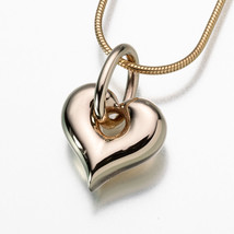 Gold Vermeil Puff Heart w/ Loop Memorial Jewelry Pendant Funeral Cremation Urn - £183.73 GBP