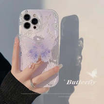 Watercolor pattern phone case with Butterfly Holder For Samsung S10 S20 S21 S22  - £9.66 GBP+