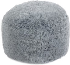 Hombys Unstuffed Ottoman Pouf Cover,Round Faux Fur Foot Stool, 20&quot;X20&quot;X12&quot; Fuzzy - $33.94