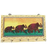 Rastogi Handicrafts Wooden Gemstone Painting 6 Hook Key Holder Wall Hanging - $17.05