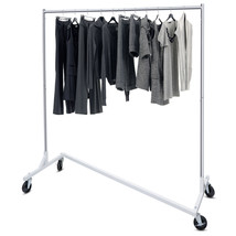 Metal Rolling Clothes Garment Rack Collapsible Clothing Stand Wheels Hea... - $79.79