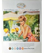 Max Factor California Sunlit look Creme puff-1962 Vintage Print Ad - $183.05 MXN