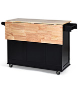 Drop-Leaf Kitchen Island Trolley Cart Wood Cabinet w/Spice Rack &amp; Drawer - £376.53 GBP