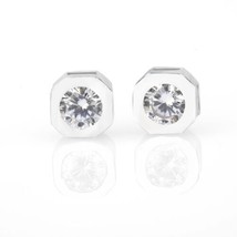White Gold Finish Over Real 925 Starling Silver Stud Earrings - £46.00 GBP