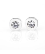 WHITE GOLD Finish Over REAL 925 Starling Silver Stud Earrings - $58.41