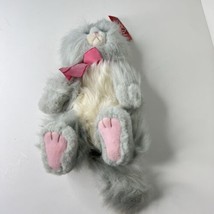 Kitty Plush Kitten Russ FIGARO Gray Pink Bow Stuffed Animal Cat 10&quot;  - £14.06 GBP