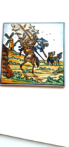 J. Roid Quixote On Rearing Horse Armour Windmill Unsigned Hand Painted Tile - $24.99