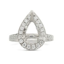 Pear Halo Diamond Engagement Ring Setting Mounting 18K White Gold 1.21 CTW - £2,670.60 GBP