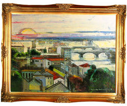 Alex Zwarenstein-Bridges of Florence-Framed Original Oil/Canvas/Hand Signed/COA - £7,471.96 GBP