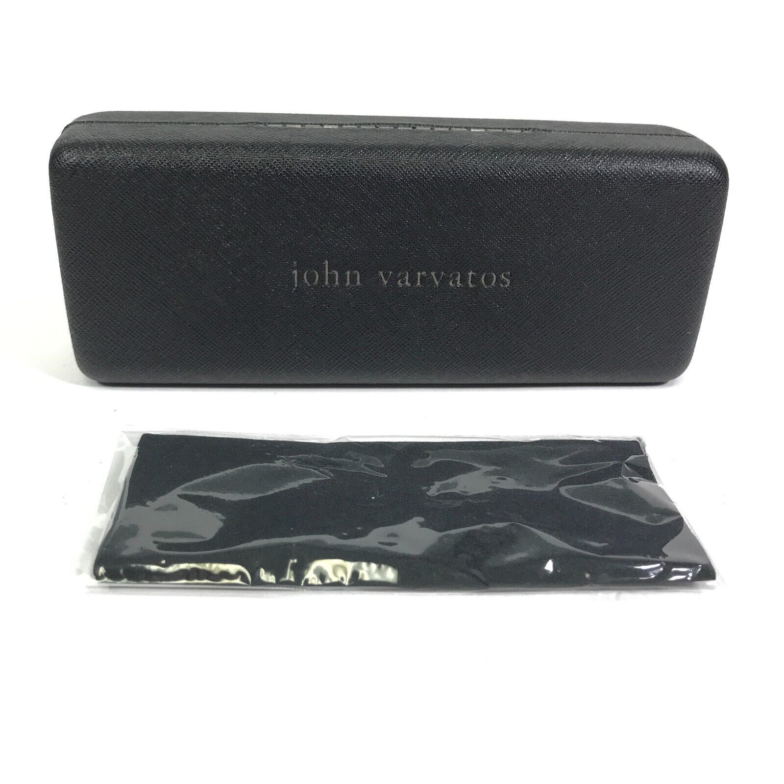John Varvatos Eyeglasses Case and Cloth Black Clamshell Hard Rectangular - $13.99