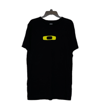 Oakley Mens T-Shirt Size XL Regular Fit Black With Yellow Logo SS 100% Cotton - $19.79