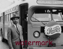 Martin Luther King Jr. in front Montgomery Bus after Boycott B&amp;W 8x10 Photo - $8.60