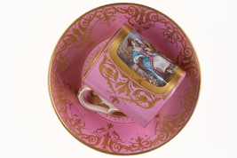 c1880 French Sevres Style Hand Painted Porcelain cup and saucer - $490.05