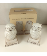 Cracker Barrel Ceramic Owl Bookends Wisdom &amp; Imagine Boxed 7.5&quot; - $29.69