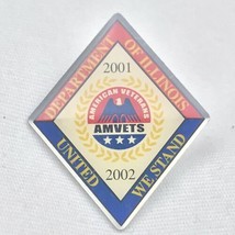 AMVETS Illinois Pin Gold Tone Enamel USA Veteran 2001-2002 United We Stand - $9.95