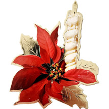 1950-60s Poinsettia Die Cut Metallic Gold Christmas Ephemera Hvy Cardboa... - $19.99