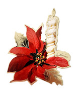 1950-60s Poinsettia Die Cut Metallic Gold Christmas Ephemera Hvy Cardboa... - $27.22 CAD