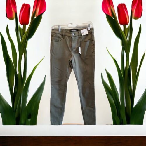 NWT Express Olive Green Stretch 5 Pocket Mid Rise Legging Size 2L Cotton... - $21.73