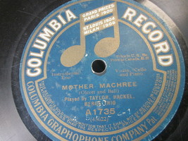 10&quot; 78 Rpm Record Columbia A1735 Taylor Hackel Berge Trio BECAUSE/MOTHER Machree - £7.83 GBP