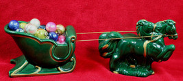Mid Century Ceramic Christmas Sleigh &amp; Mercury Glass Ornaments - £34.03 GBP