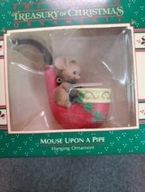 Vintage New Enesco Treasury of Christmas Ornament 'Mouse Upon a Pipe' 1988 - £10.55 GBP