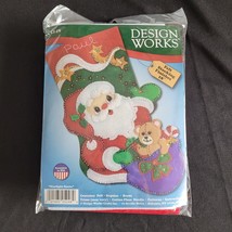 New Design Works Felt Applique Kit Santa w/Bear Christmas 18" Stocking 5248 - $17.81